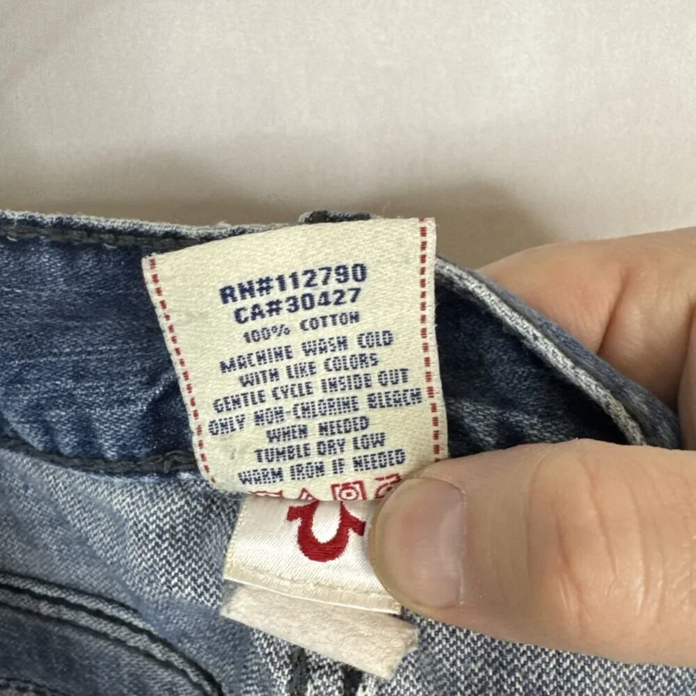 True Religion Billy Giant Big T Jeans‎ Men’s 36x30 Made in USA Distressed Hemmed